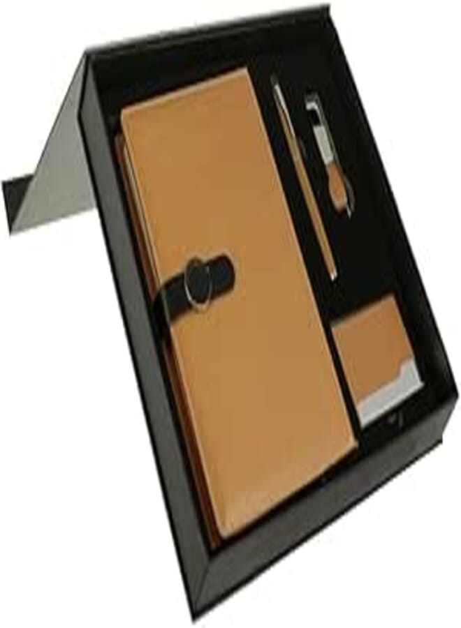 3A Set Of 4 Notebooks With Pen With Medallion With Card Case - Light Beige